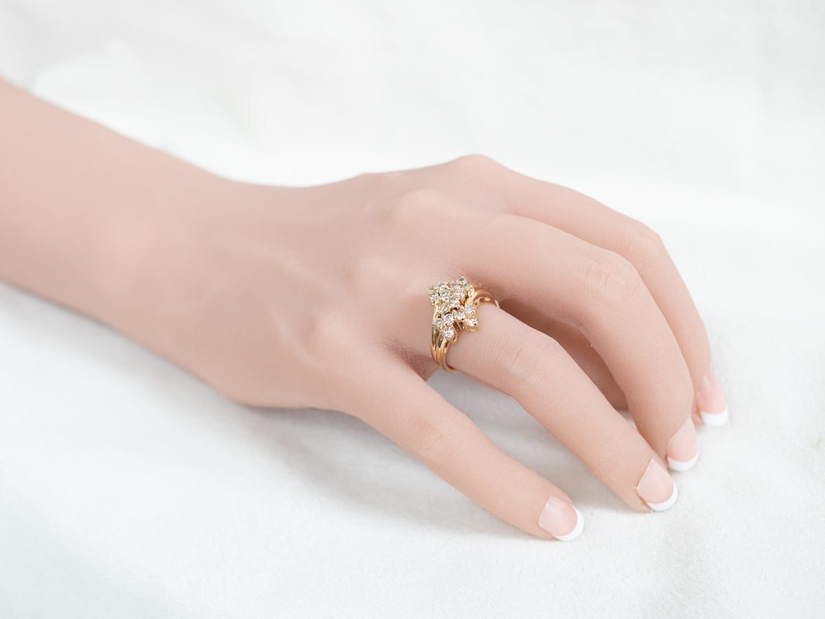 Vintage Gold Diamond Cluster Ring