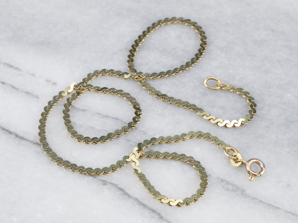 14K Yellow Gold Serpentine Chain Necklace