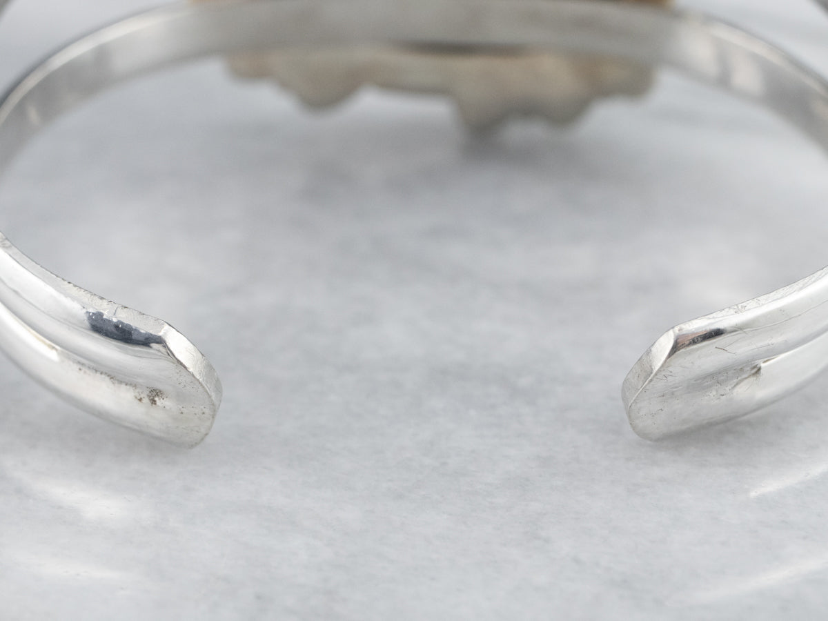 Sterling Silver Ornate Tigers Eye Cuff Bracelet