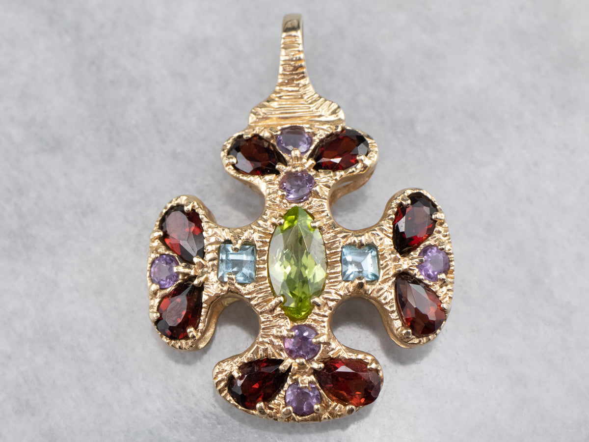 Gold Semi Precious Gemstone Cross