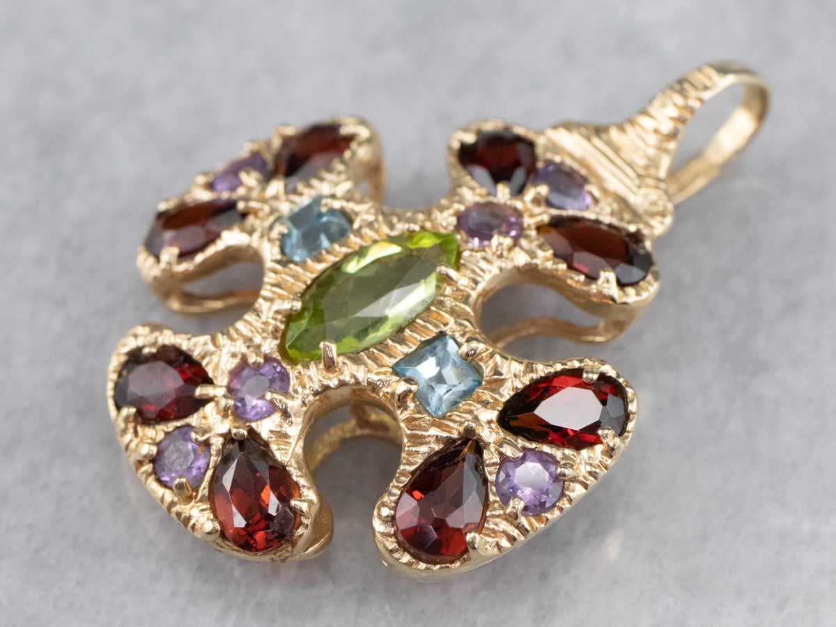 Gold Semi Precious Gemstone Cross