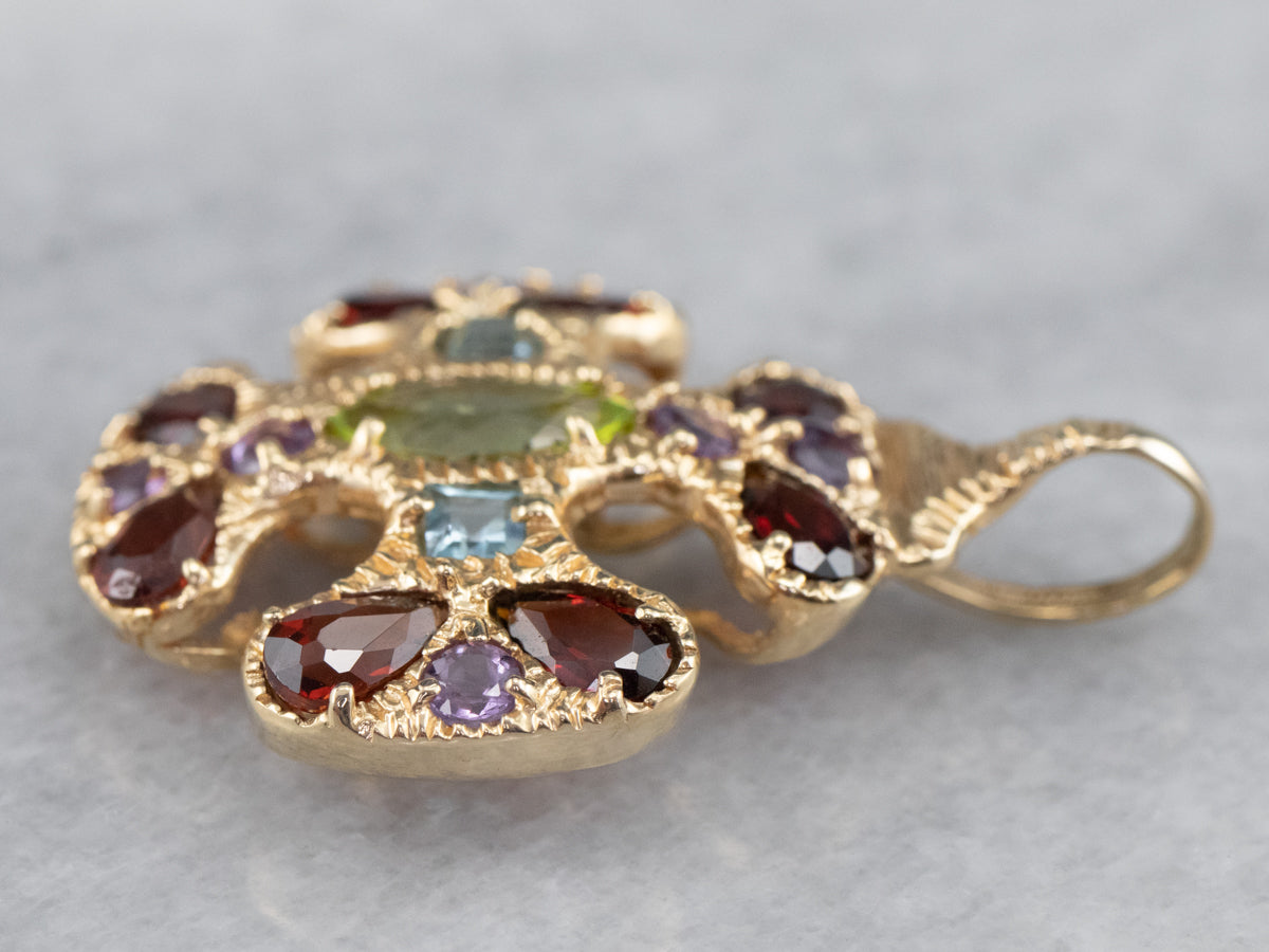 Gold Semi Precious Gemstone Cross