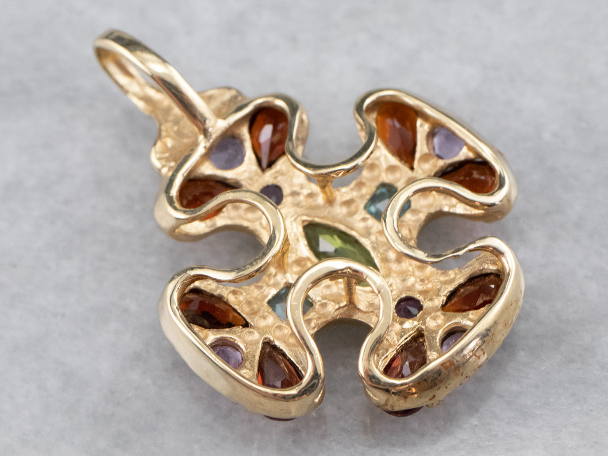 Gold Semi Precious Gemstone Cross