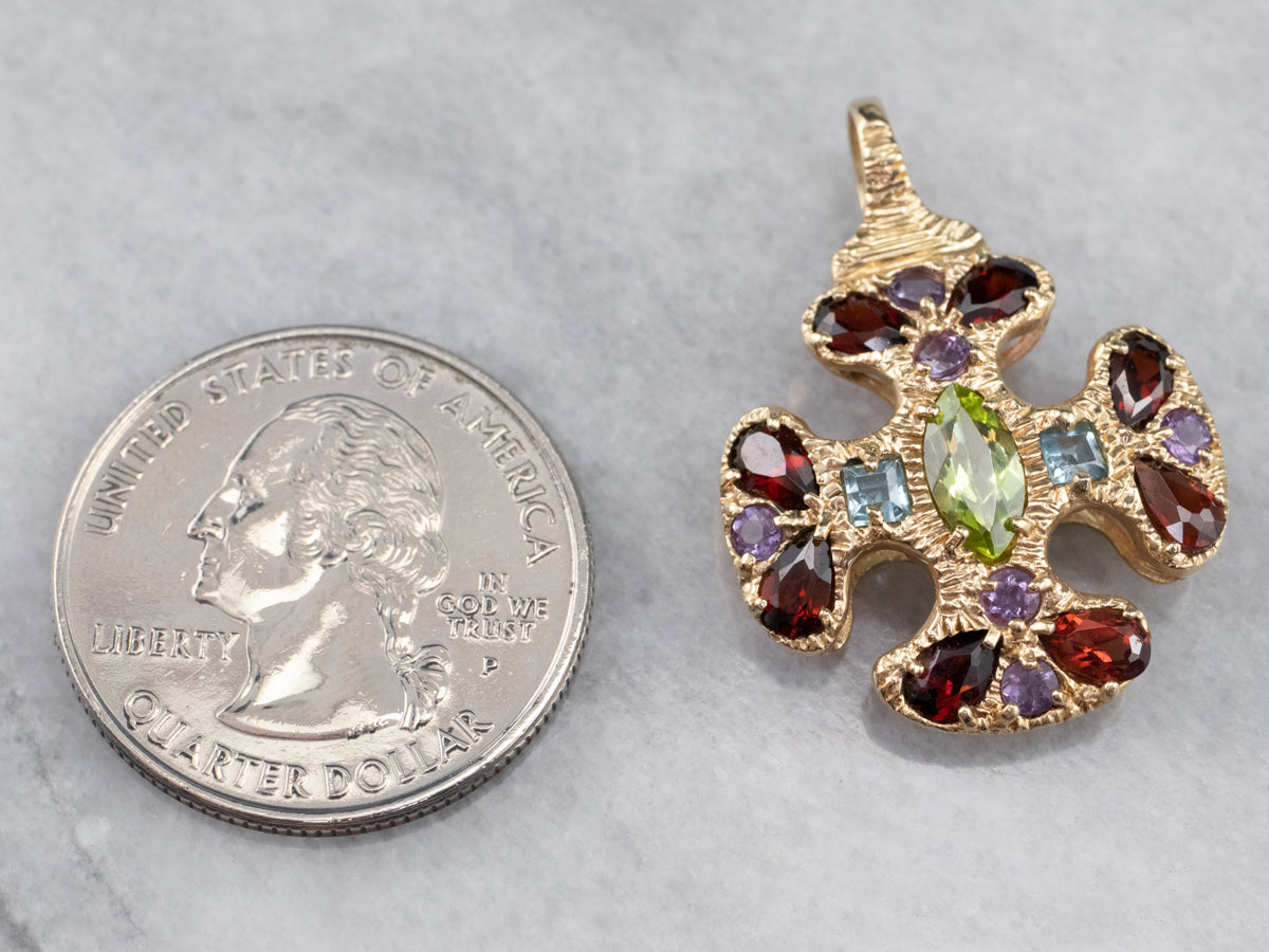 Gold Semi Precious Gemstone Cross