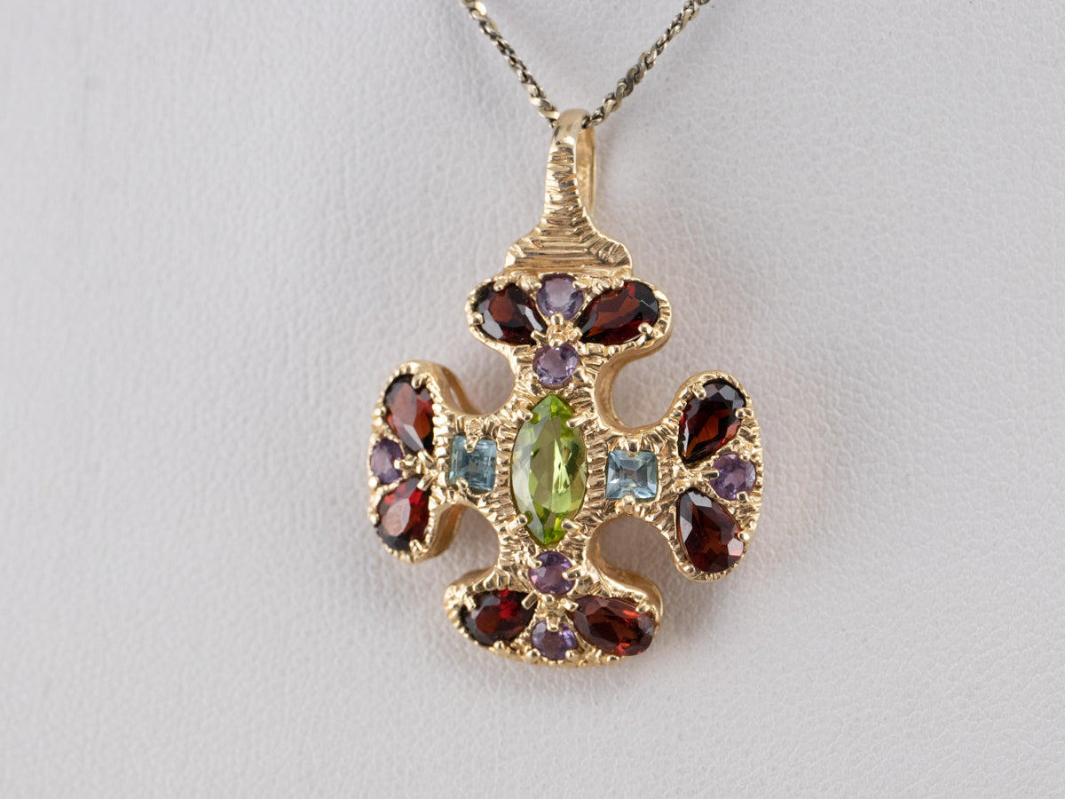 Gold Semi Precious Gemstone Cross