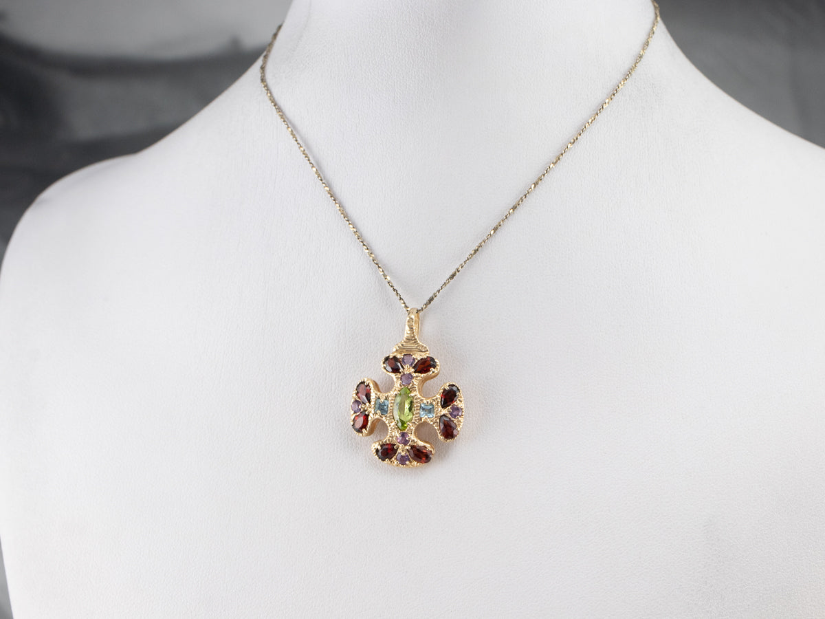 Gold Semi Precious Gemstone Cross