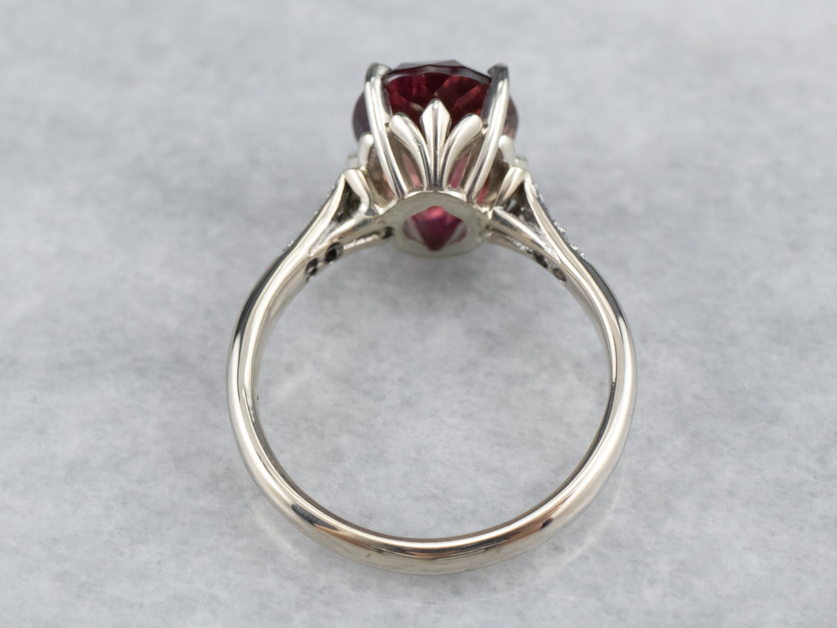 Modern Pink Tourmaline and Diamond Ring