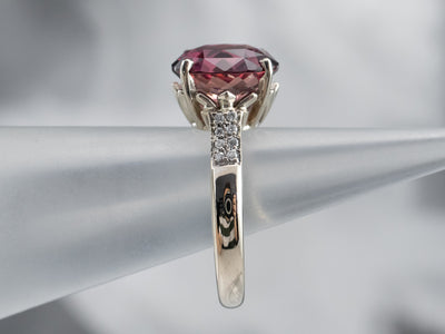 Modern Pink Tourmaline and Diamond Ring