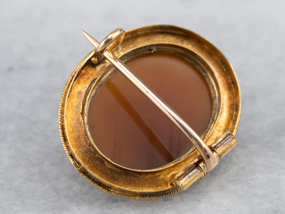 Antique Hardstone Cameo Gold Brooch