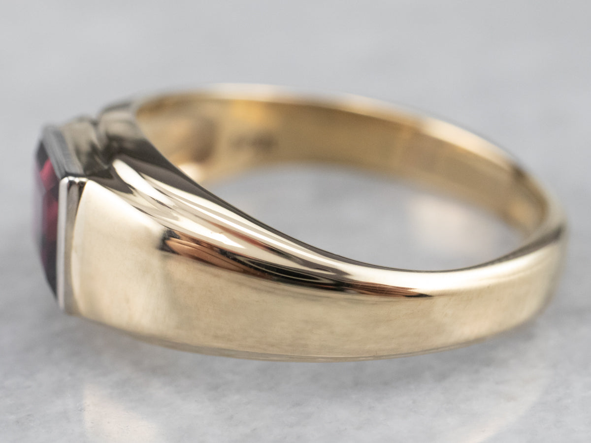 Unisex Garnet Solitaire Ring