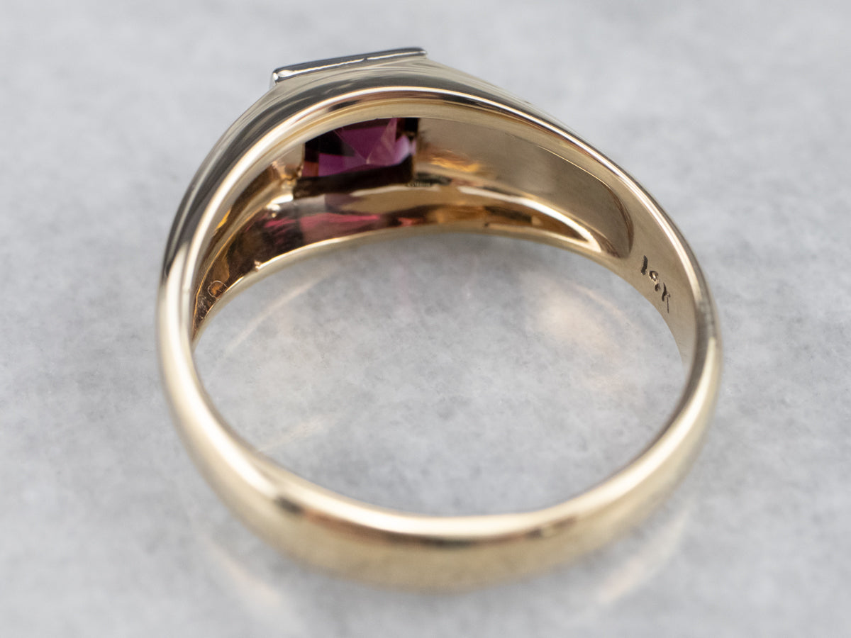 Unisex Garnet Solitaire Ring