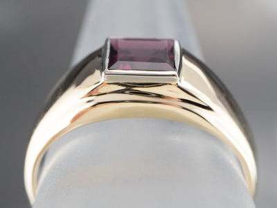Unisex Garnet Solitaire Ring