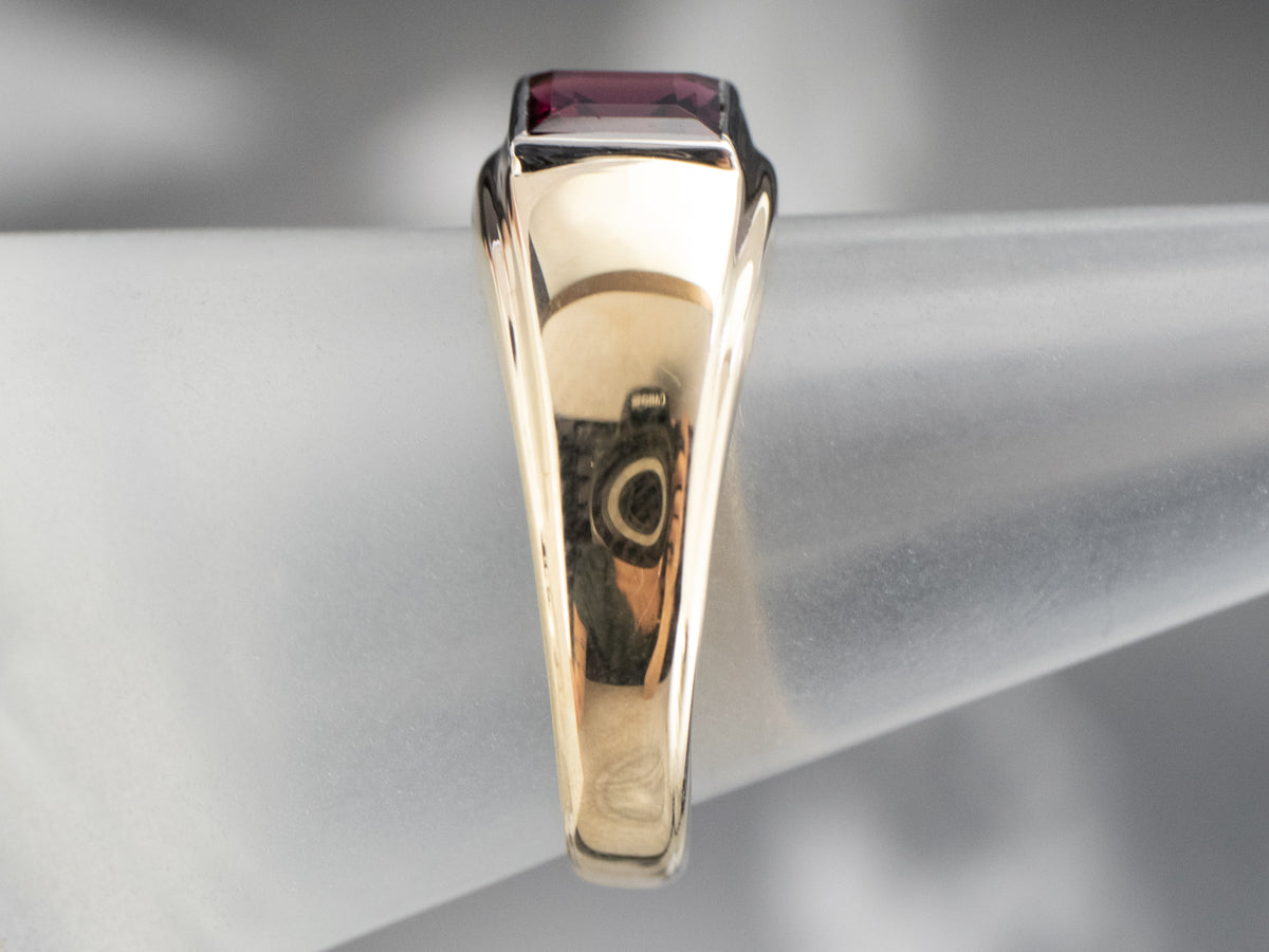 Unisex Garnet Solitaire Ring