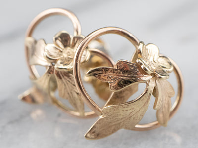 Vintage Gold Flower Stud Earrings