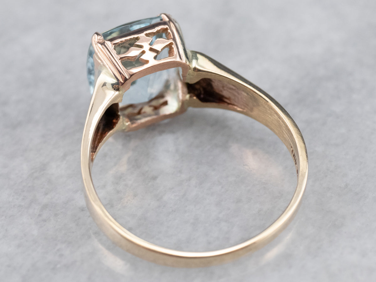 Aquamarine Yellow Gold Solitaire Ring