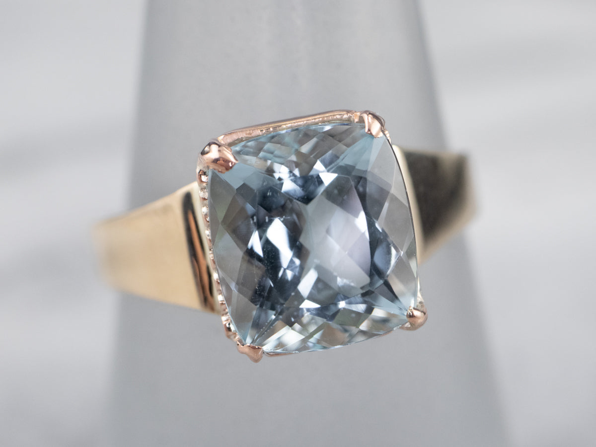 Aquamarine Yellow Gold Solitaire Ring