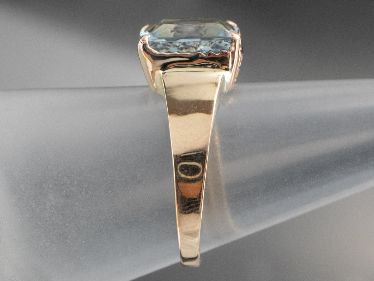 Aquamarine Yellow Gold Solitaire Ring