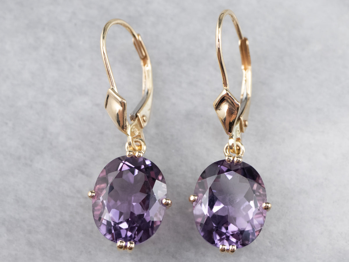 Oval Cut Amethyst Drop Earrings