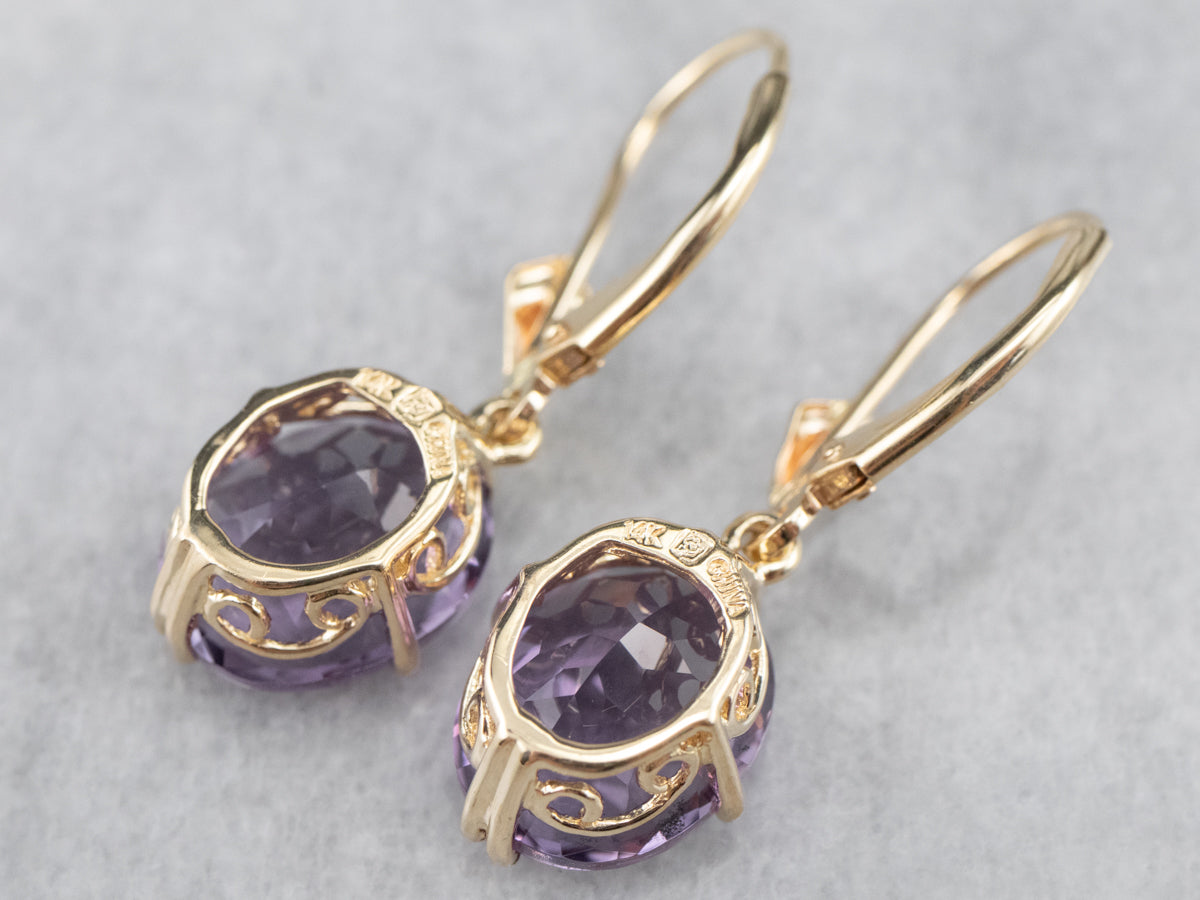 Oval Cut Amethyst Drop Earrings