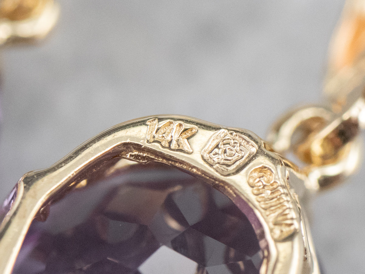 Oval Cut Amethyst Drop Earrings