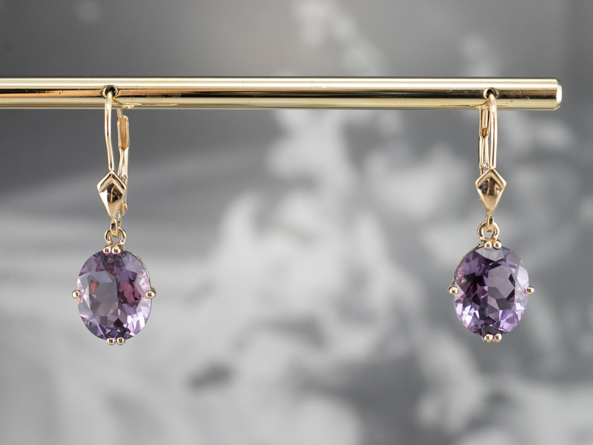 Oval Cut Amethyst Drop Earrings