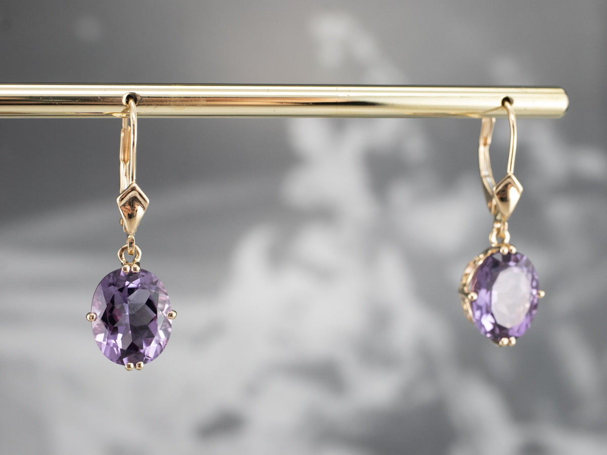 Oval Cut Amethyst Drop Earrings