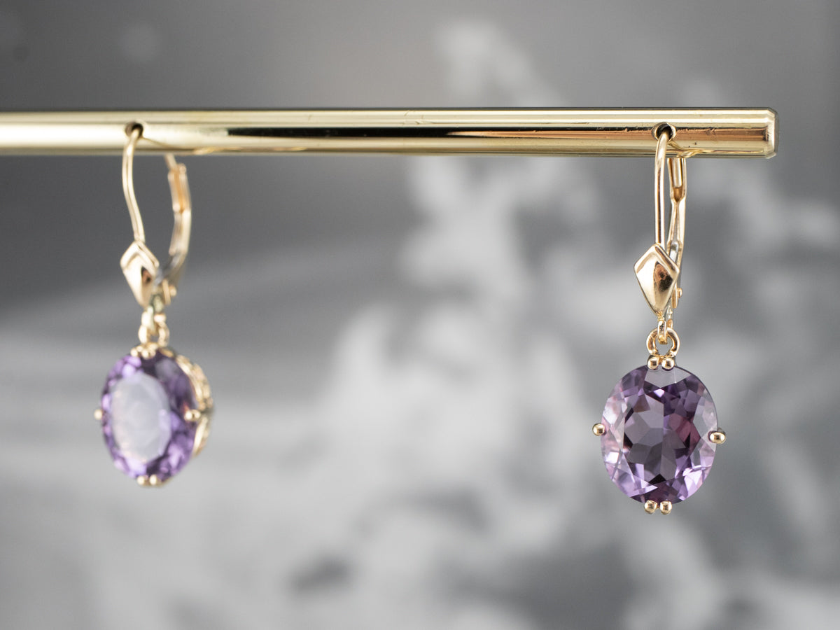 Oval Cut Amethyst Drop Earrings