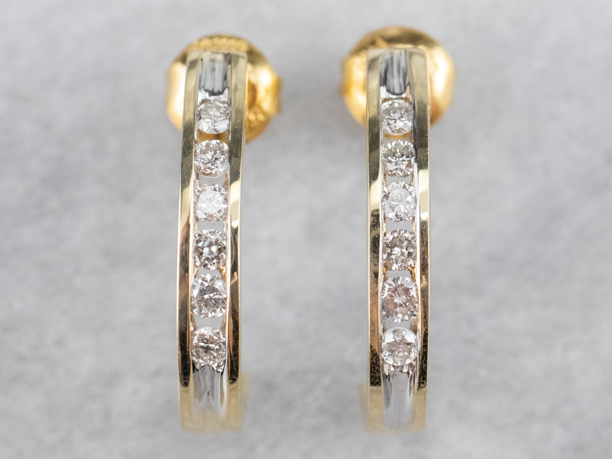 Channel Set Diamond Drop Earrings