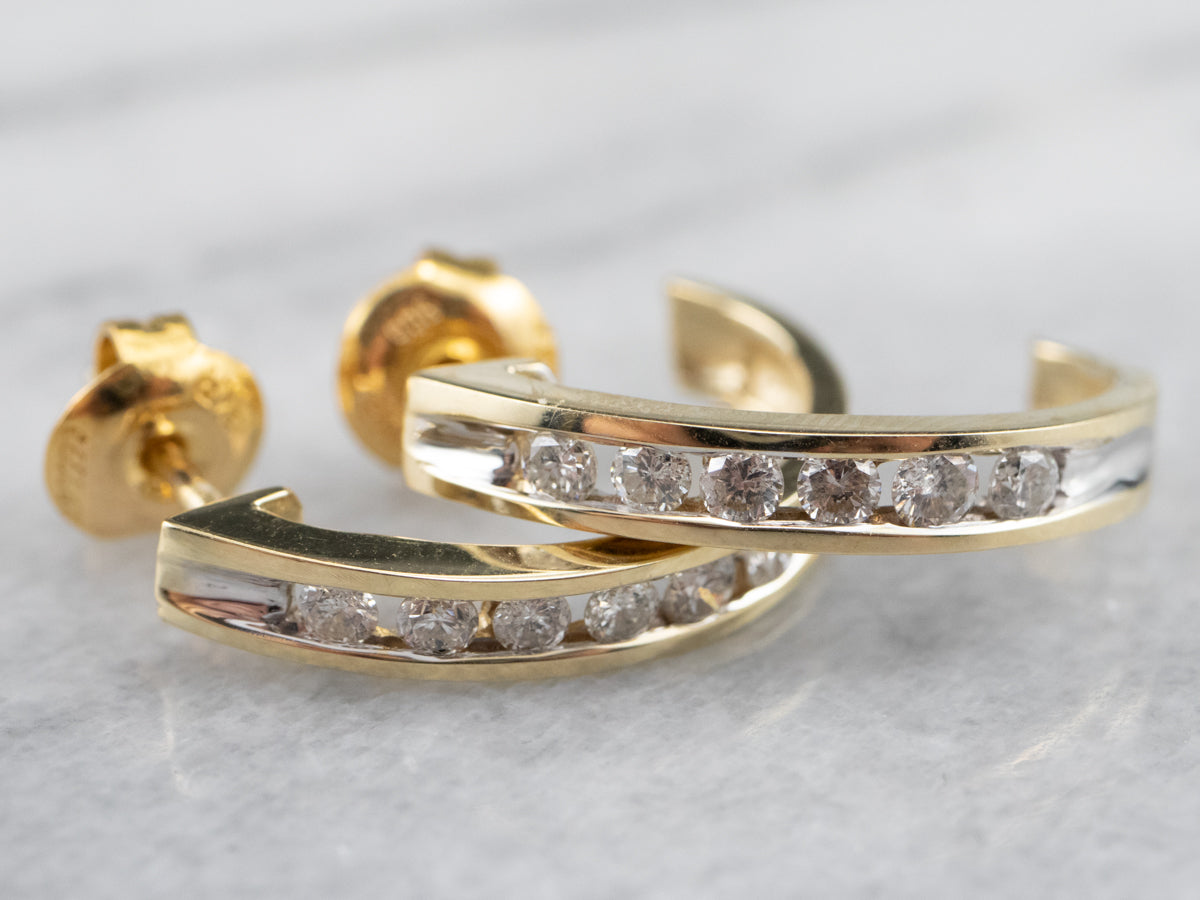 Channel Set Diamond Drop Earrings