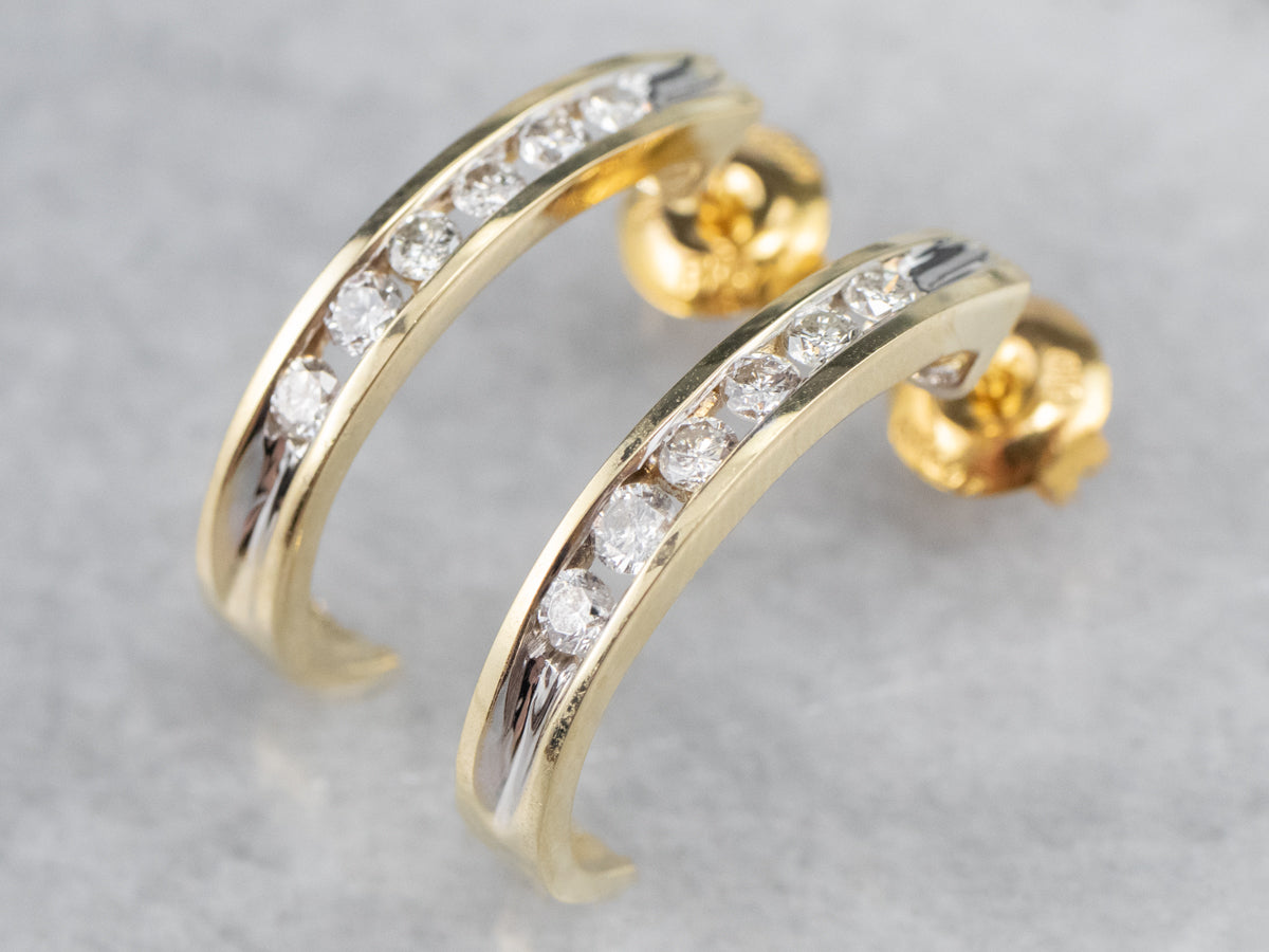 Channel Set Diamond Drop Earrings