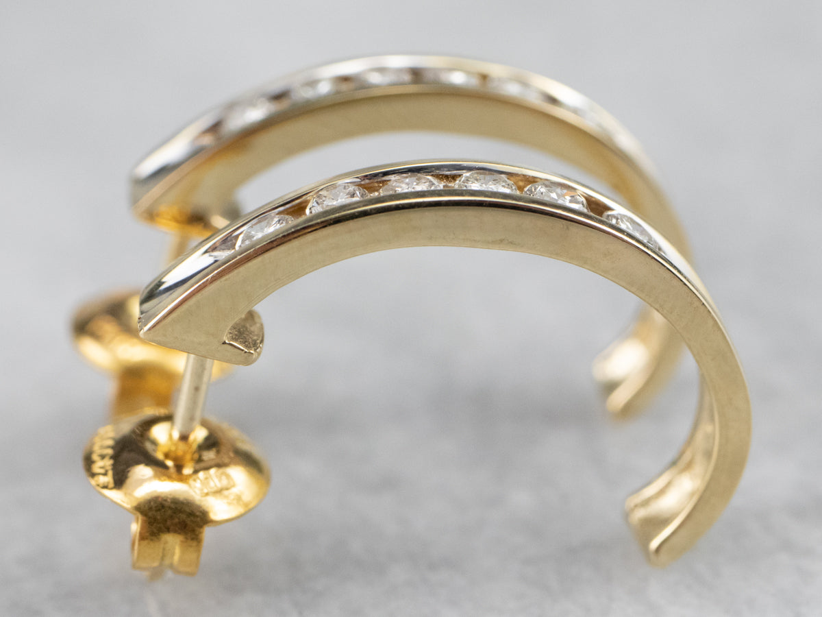 Channel Set Diamond Drop Earrings