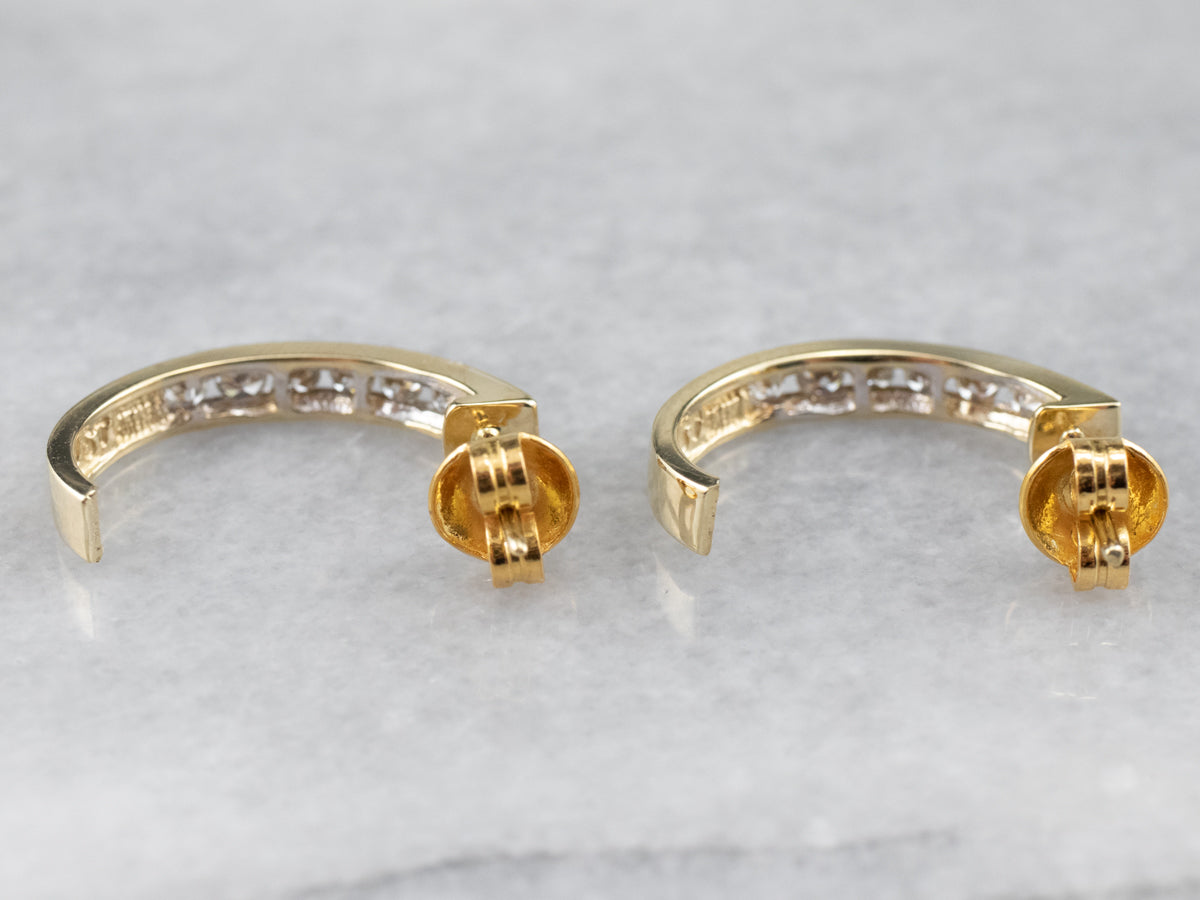 Channel Set Diamond Drop Earrings