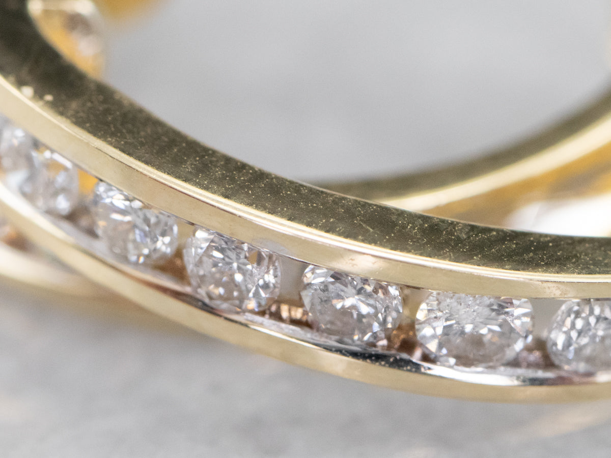 Channel Set Diamond Drop Earrings