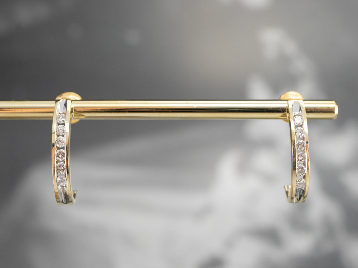 Channel Set Diamond Drop Earrings