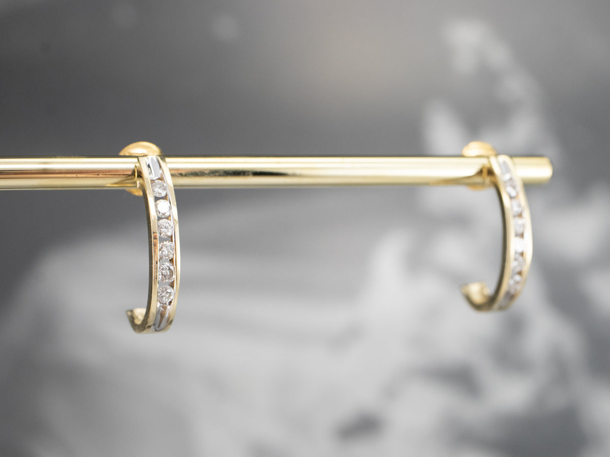 Channel Set Diamond Drop Earrings