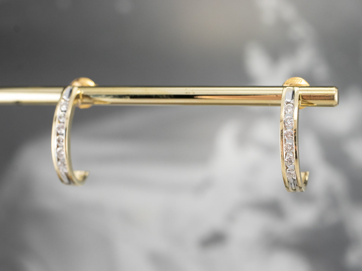 Channel Set Diamond Drop Earrings