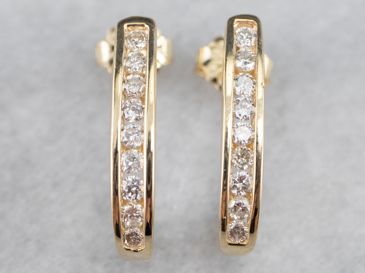 Yellow Gold Diamond Drop Earrings