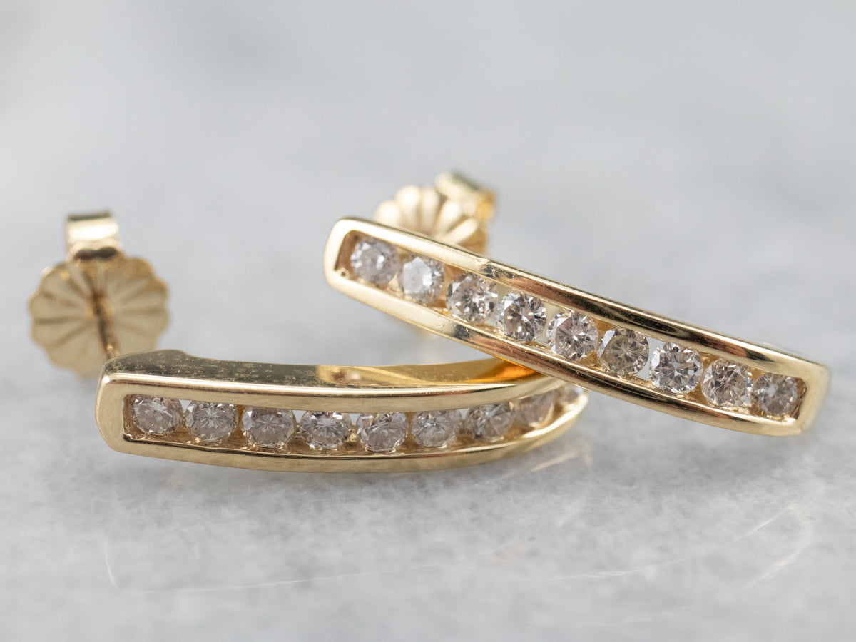 Yellow Gold Diamond Drop Earrings