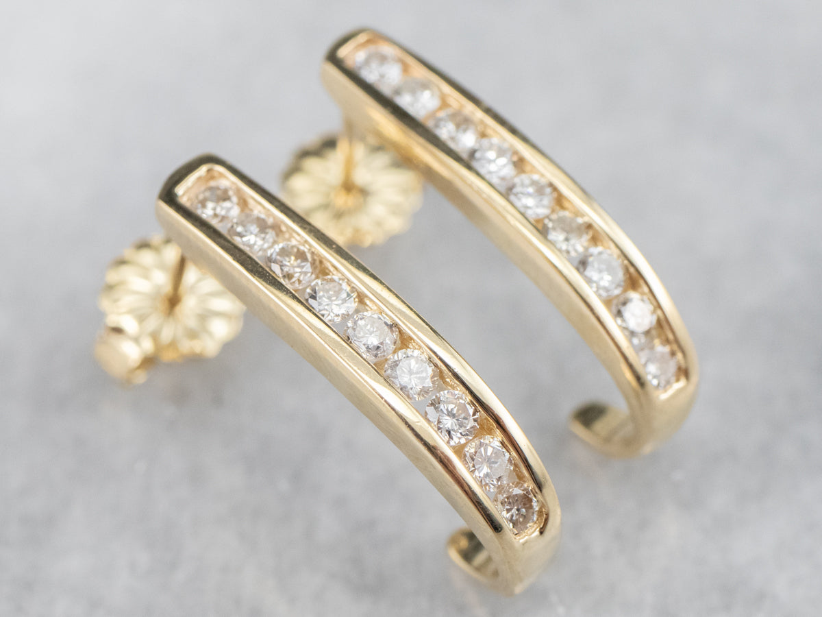 Yellow Gold Diamond Drop Earrings