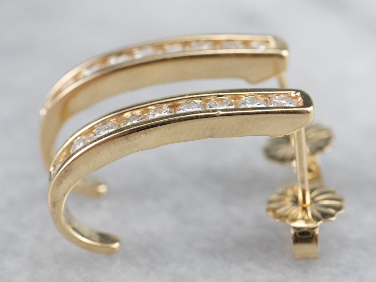 Yellow Gold Diamond Drop Earrings