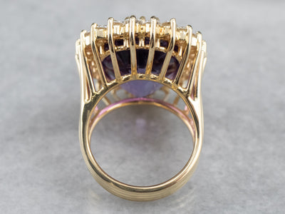 Amethyst and Diamond Halo Cocktail Ring