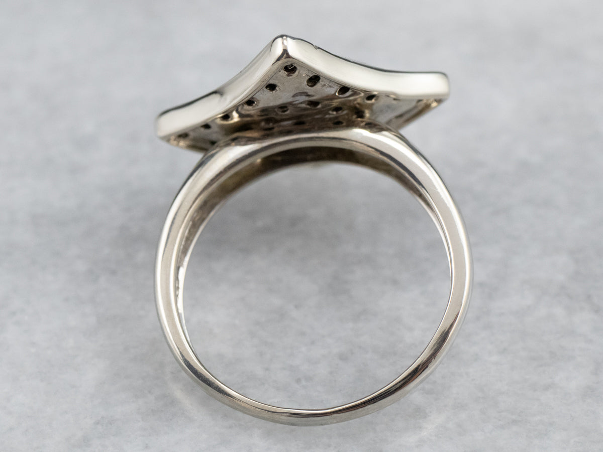 Modernist Black and White Diamond Dinner Ring