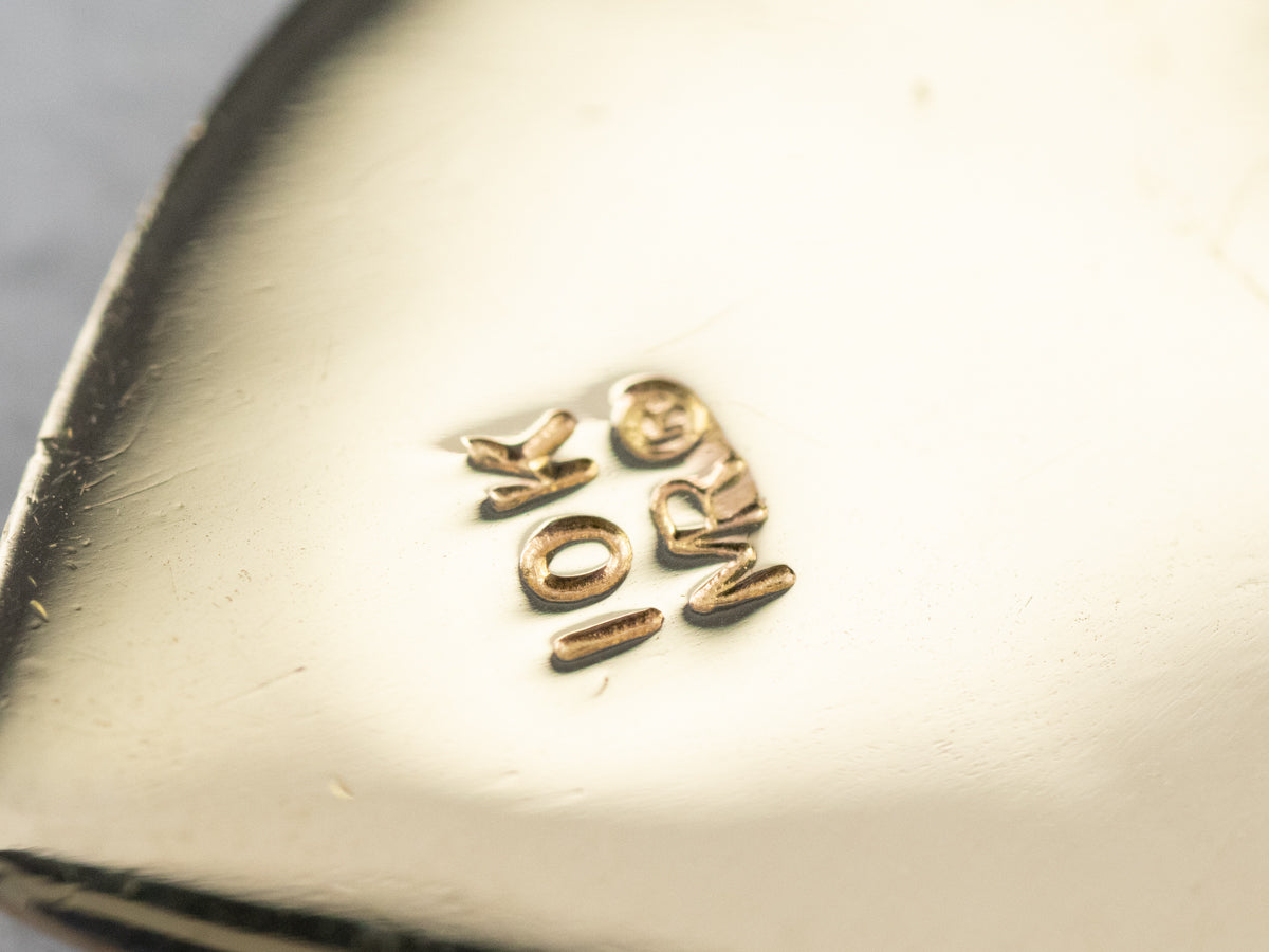 Gold Nugget Center Heart Drop Earrings