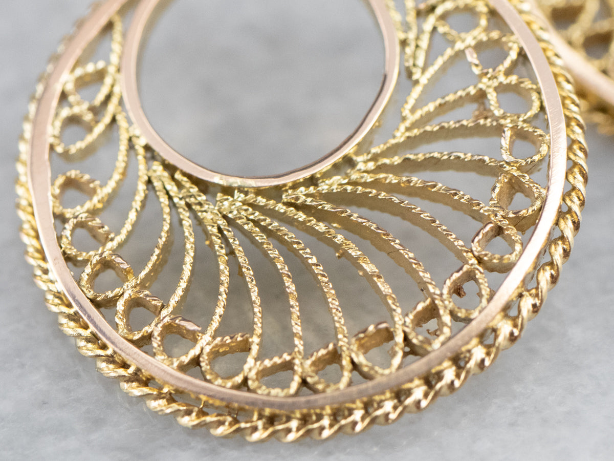 Vintage Gold Filigree Drop Earrings