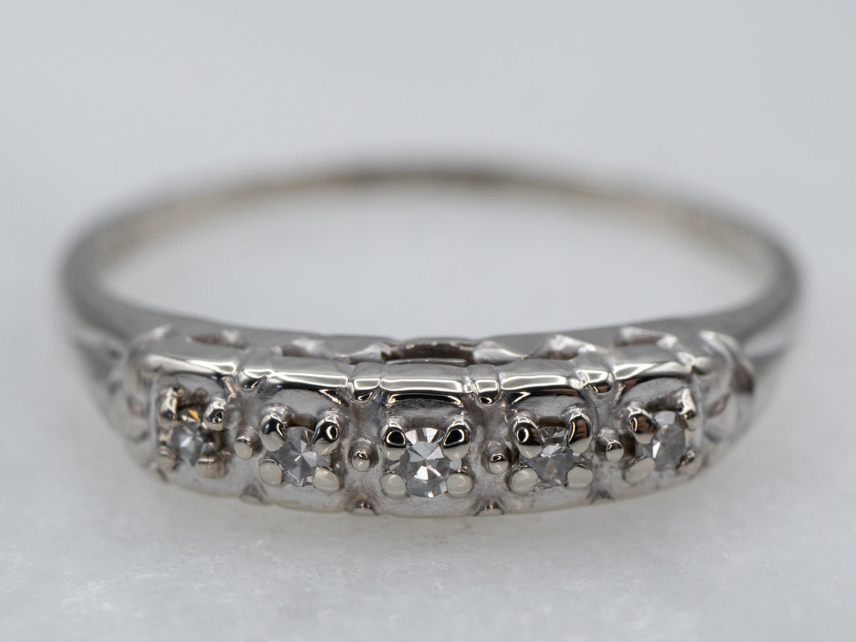 14K White Gold Pavé Set Diamond Band Ring