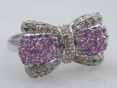 Pink Sapphire and Diamond Bow Ring