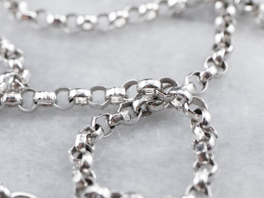 White Gold Rolo Chain Necklace