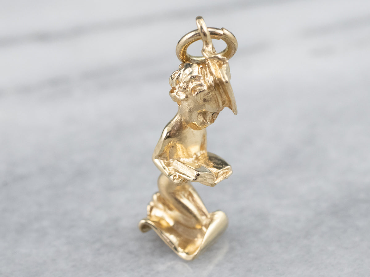 Vintage Gold Cherub Charm Pendant
