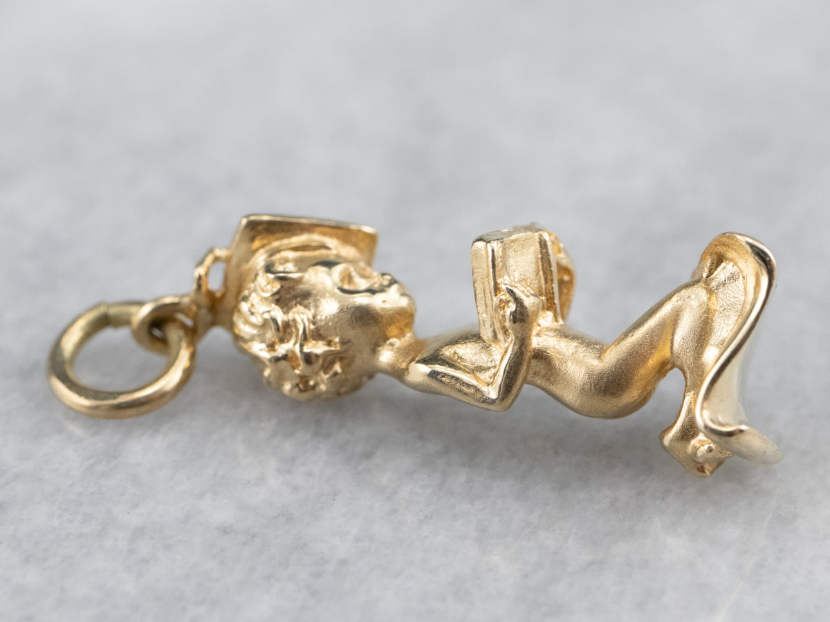 Vintage Gold Cherub Charm Pendant