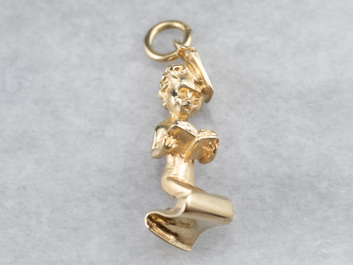 Vintage Gold Cherub Charm Pendant